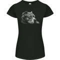 Resting Pitbull Dog Womens Petite Cut T-Shirt Black