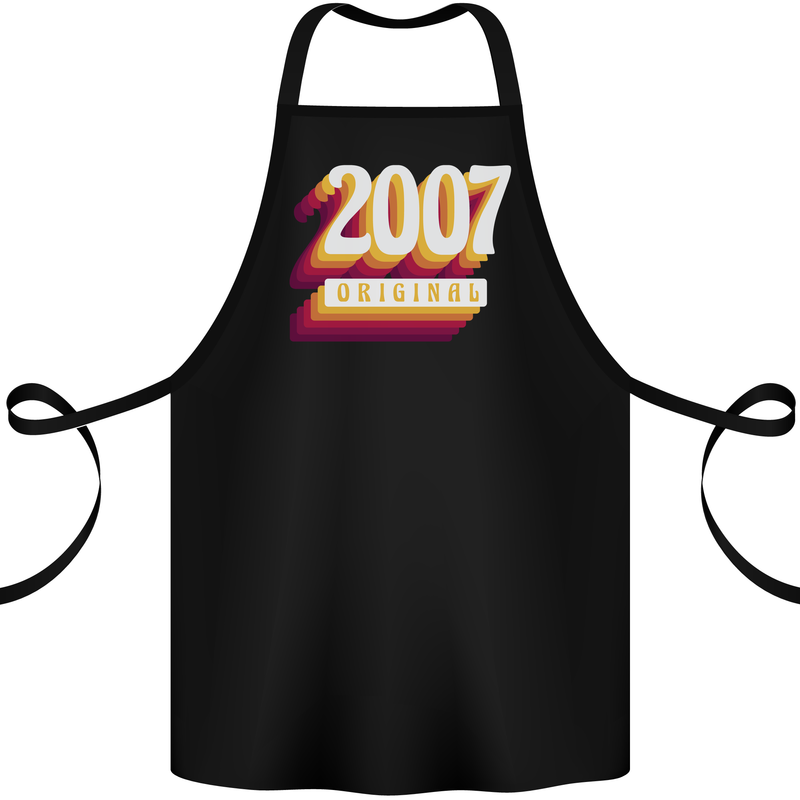 Retro 16th Birthday Original 2007 Cotton Apron 100% Organic Black