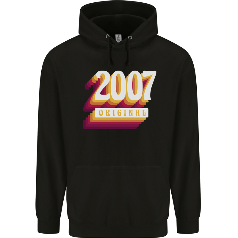Retro 16th Birthday Original 2007 Mens 80% Cotton Hoodie Black