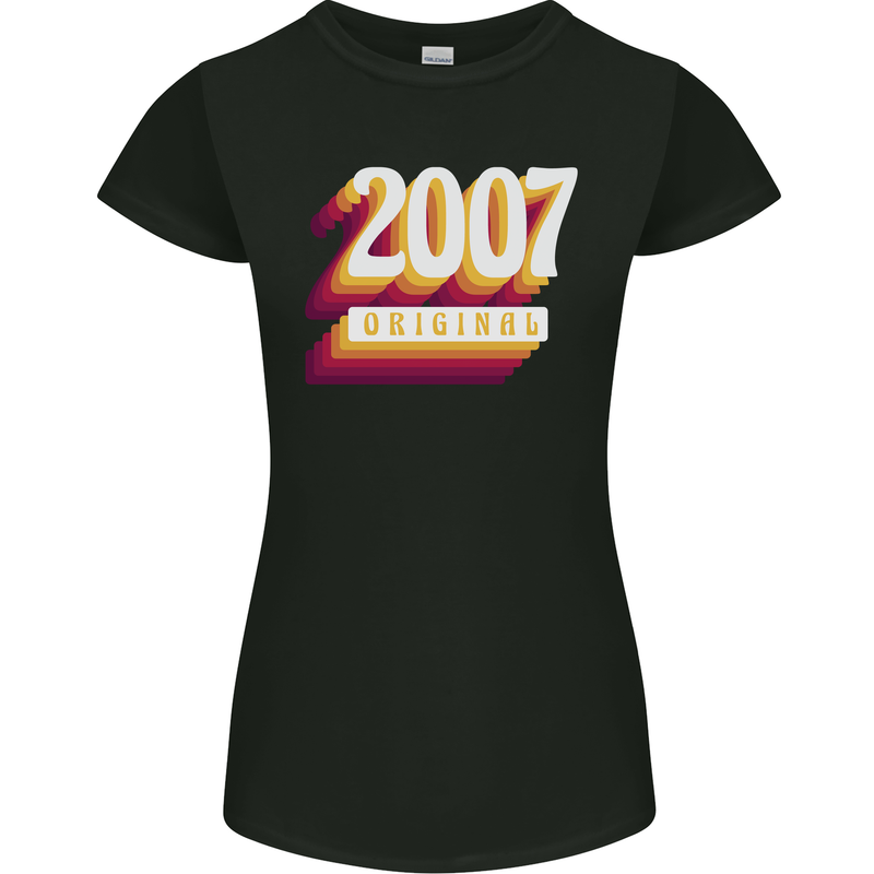 Retro 16th Birthday Original 2007 Womens Petite Cut T-Shirt Black