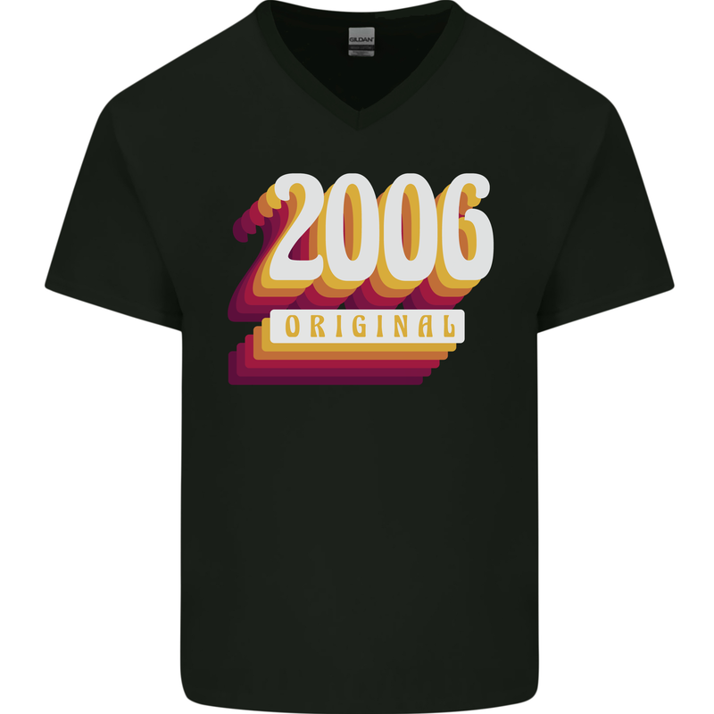 Retro 17th Birthday Original 2006 Mens V-Neck Cotton T-Shirt Black
