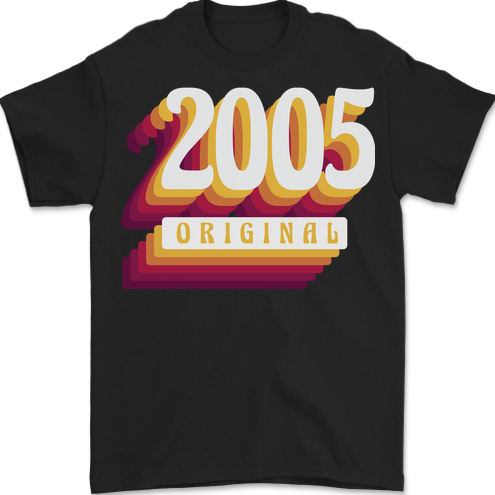 Retro 18th Birthday Original 2005 Mens T-Shirt 100% Cotton BLACK