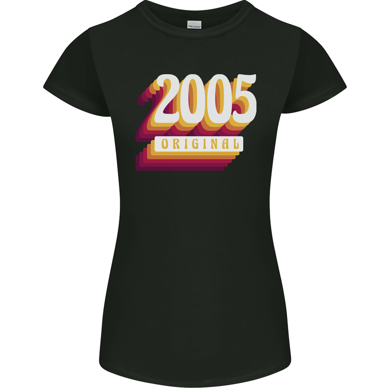 Retro 18th Birthday Original 2005 Womens Petite Cut T-Shirt Black