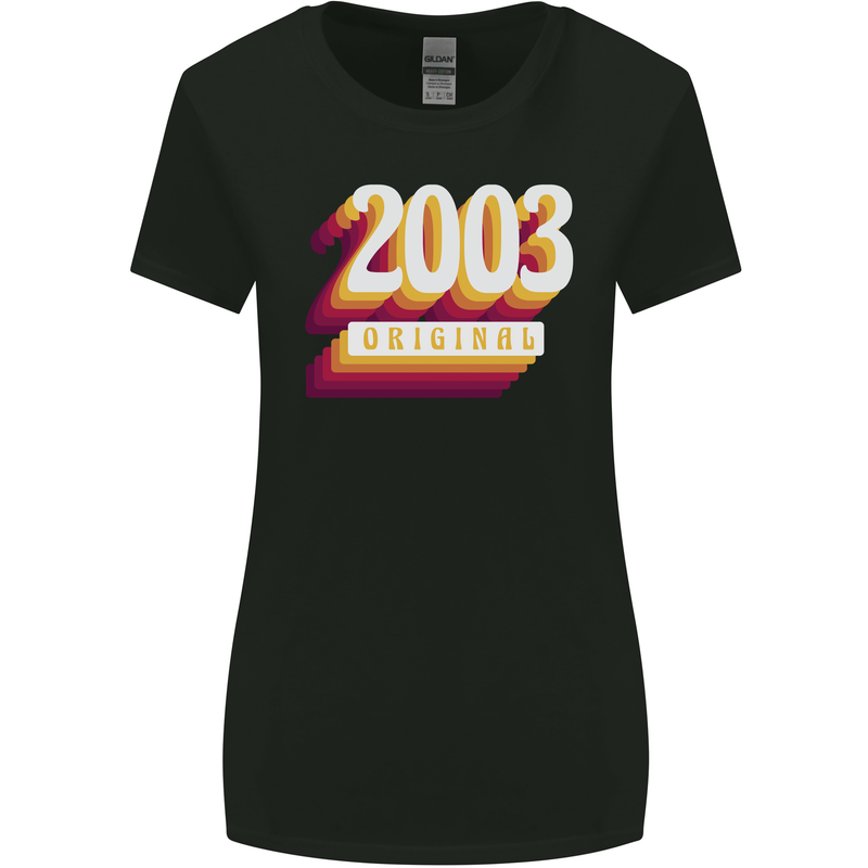 Retro 20th Birthday Original 2003 Womens Wider Cut T-Shirt Black