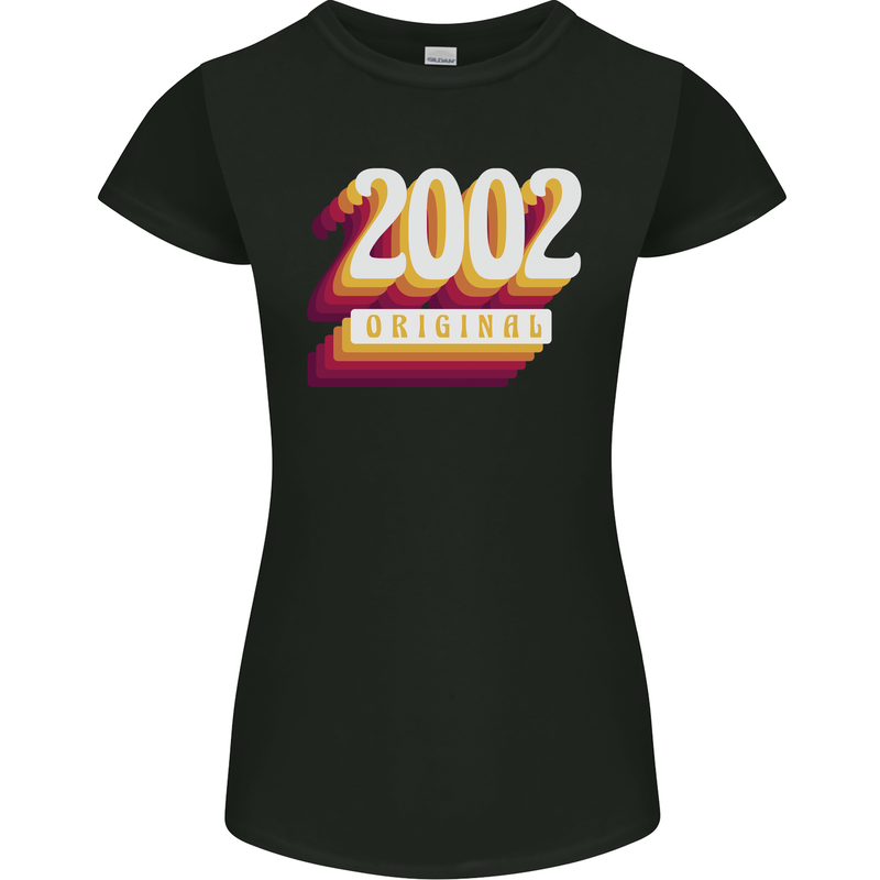 Retro 21st Birthday Original 2002 Womens Petite Cut T-Shirt Black