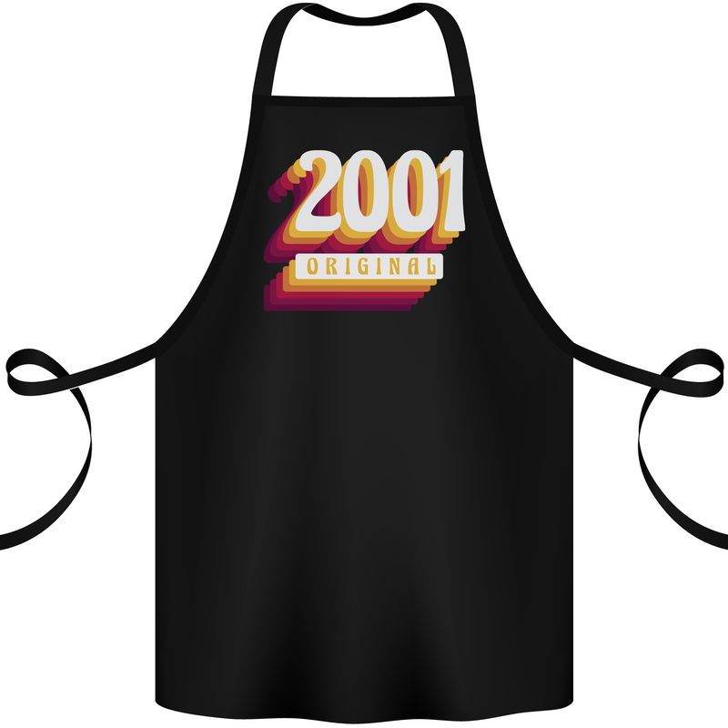 Retro 22nd Birthday Original 2001 Cotton Apron 100% Organic Black