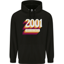 Retro 22nd Birthday Original 2001 Mens 80% Cotton Hoodie Black