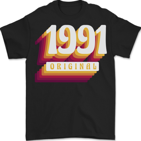 Retro 32nd Birthday Original 1991 Mens T-Shirt 100% Cotton BLACK