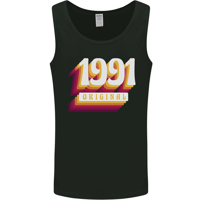 Retro 32nd Birthday Original 1991 Mens Vest Tank Top Black