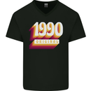 Retro 33rd Birthday Original 1990 Mens V-Neck Cotton T-Shirt Black