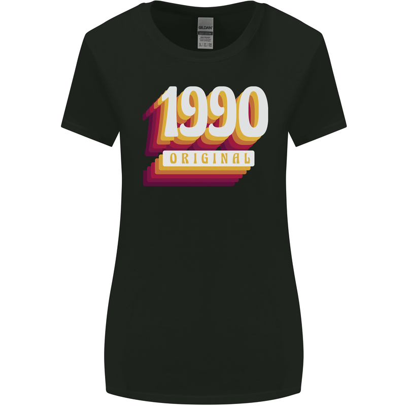 Retro 33rd Birthday Original 1990 Womens Wider Cut T-Shirt Black