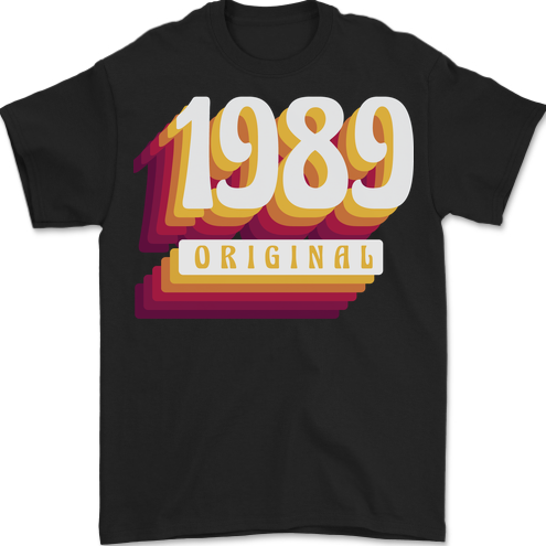 Retro 34th Birthday Original 1989 Mens T-Shirt 100% Cotton BLACK