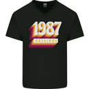 Retro 36th Birthday Original 1987 Mens V-Neck Cotton T-Shirt Black