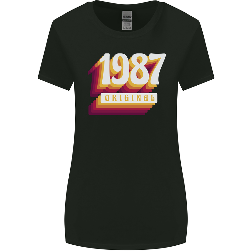 Retro 36th Birthday Original 1987 Womens Wider Cut T-Shirt Black