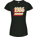 Retro 37th Birthday Original 1986 Womens Petite Cut T-Shirt Black
