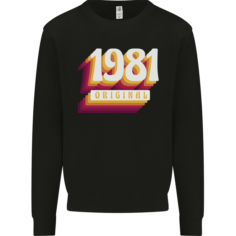 Retro 42nd Birthday Original 1981 Mens Sweatshirt Jumper Black