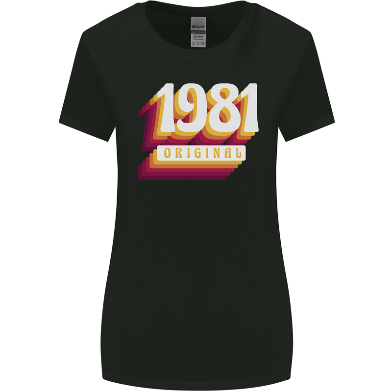 Retro 42nd Birthday Original 1981 Womens Wider Cut T-Shirt Black