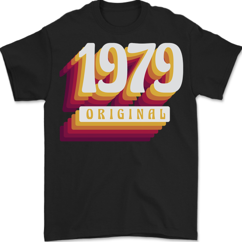 Retro 44th Birthday Original 1979 Mens T-Shirt 100% Cotton BLACK