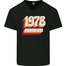 Retro 45th Birthday Original 1978 Mens V-Neck Cotton T-Shirt Black