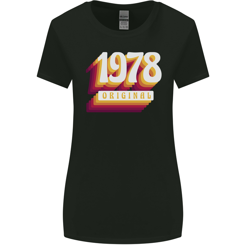 Retro 45th Birthday Original 1978 Womens Wider Cut T-Shirt Black