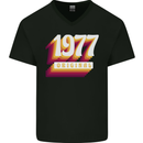Retro 46th Birthday Original 1977 Mens V-Neck Cotton T-Shirt Black