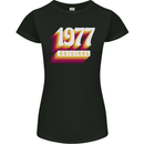 Retro 46th Birthday Original 1977 Womens Petite Cut T-Shirt Black