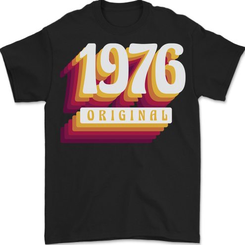 Retro 47th Birthday Original 1976 Mens T-Shirt 100% Cotton BLACK