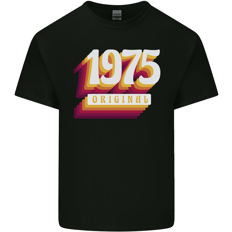 Retro 48th Birthday Original 1975 Mens Cotton T-Shirt Tee Top Black