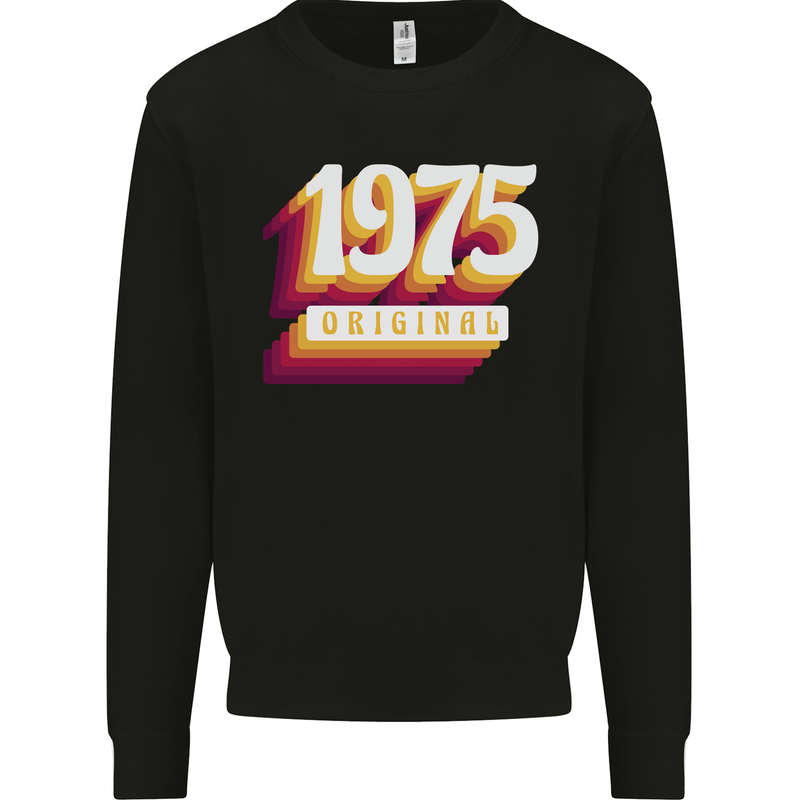 Retro 48th Birthday Original 1975 Mens Sweatshirt Jumper Black