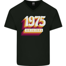 Retro 48th Birthday Original 1975 Mens V-Neck Cotton T-Shirt Black