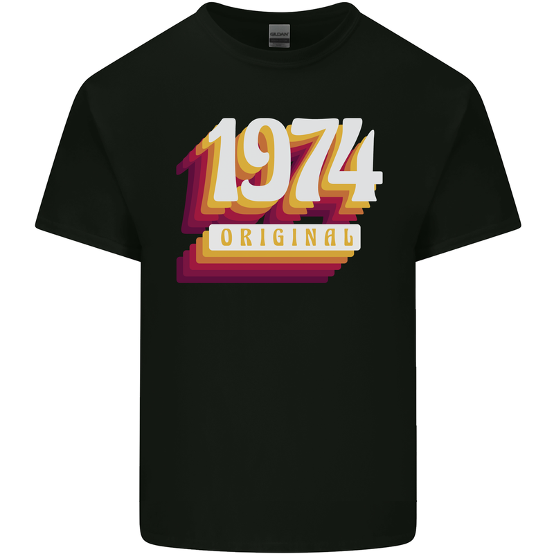 Retro 49th Birthday Original 1974 Mens Cotton T-Shirt Tee Top Black