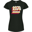 Retro 49th Birthday Original 1974 Womens Petite Cut T-Shirt Black