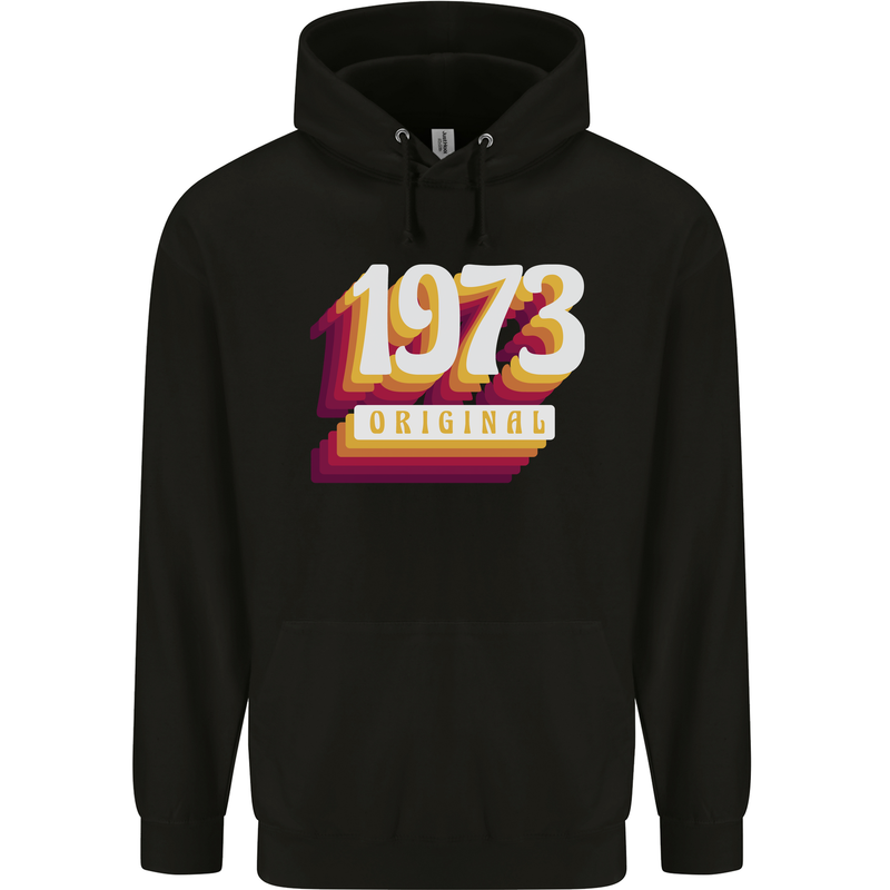 Retro 50th Birthday Original 1973 Mens 80% Cotton Hoodie Black