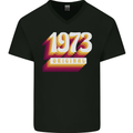 Retro 50th Birthday Original 1973 Mens V-Neck Cotton T-Shirt Black