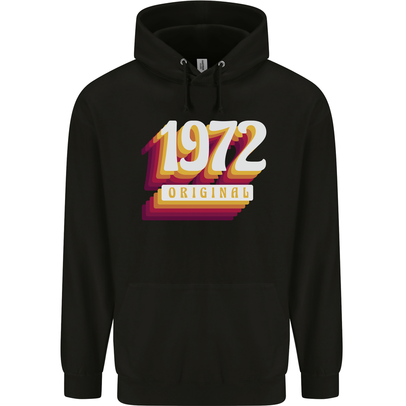 Retro 51st Birthday Original 1972 Mens 80% Cotton Hoodie Black