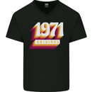Retro 52nd Birthday Original 1971 Mens V-Neck Cotton T-Shirt Black