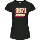 Retro 52nd Birthday Original 1971 Womens Petite Cut T-Shirt Black