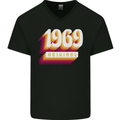 Retro 54th Birthday Original 1969 Mens V-Neck Cotton T-Shirt Black