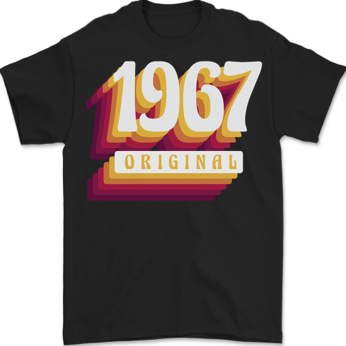 Retro 56th Birthday Original 1967 Mens T-Shirt 100% Cotton BLACK