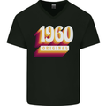 Retro 63rd Birthday Original 1960 Mens V-Neck Cotton T-Shirt Black