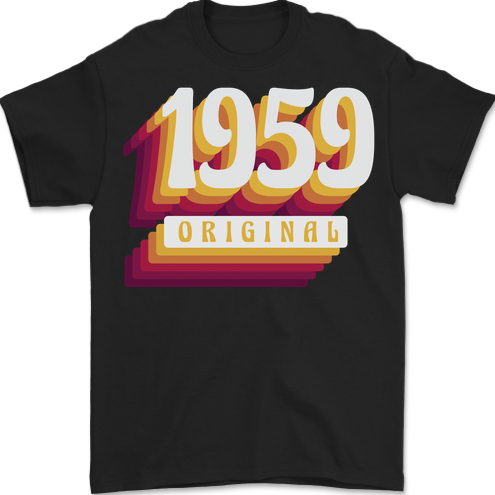 Retro 64th Birthday Original 1959 Mens T-Shirt 100% Cotton BLACK