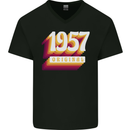Retro 66th Birthday Original 1957 Mens V-Neck Cotton T-Shirt Black