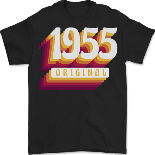 Retro 68th Birthday Original 1955 Mens T-Shirt 100% Cotton BLACK