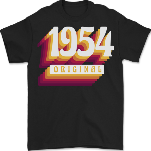 Retro 69th Birthday Original 1954 Mens T-Shirt 100% Cotton BLACK