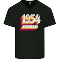 Retro 69th Birthday Original 1954 Mens V-Neck Cotton T-Shirt Black