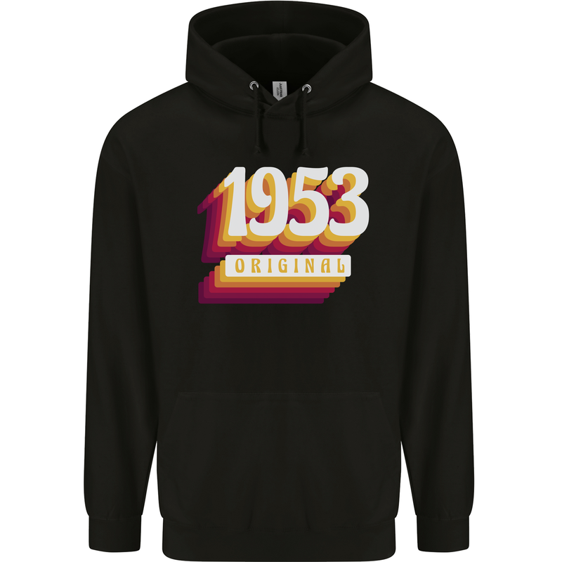 Retro 70th Birthday Original 1953 Mens 80% Cotton Hoodie Black