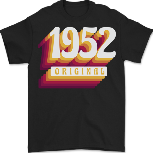 Retro 71st Birthday Original 1952 Mens T-Shirt 100% Cotton BLACK
