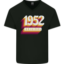 Retro 71st Birthday Original 1952 Mens V-Neck Cotton T-Shirt Black