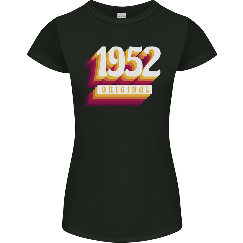 Retro 71st Birthday Original 1952 Womens Petite Cut T-Shirt Black