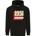 Retro 72nd Birthday Original 1951 Mens 80% Cotton Hoodie Black